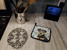 Load image into Gallery viewer, Black and Tan Norfolk Terrier Coastal Sea Glass Pair of Pot Holders