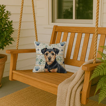 Load image into Gallery viewer, Black and Tan Norfolk Terrier Coastal Sea Glass Throw Pillow