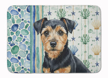 Load image into Gallery viewer, Black and Tan Norfolk Terrier Coastal Sea Glass Memory Foam Kitchen Mat