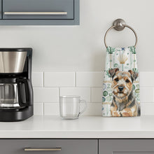 Load image into Gallery viewer, Grizzle and Tan Norfolk Terrier Coastal Sea Glass Kitchen Towel