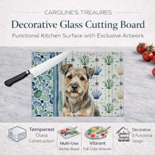 Load image into Gallery viewer, Grizzle and Tan Norfolk Terrier Coastal Sea Glass Glass Cutting Board