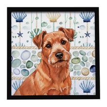 Load image into Gallery viewer, Red Norfolk Terrier Coastal Sea Glass Framed Metal Print