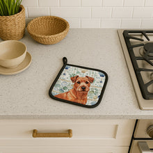 Load image into Gallery viewer, Red Norfolk Terrier Coastal Sea Glass Pair of Pot Holders