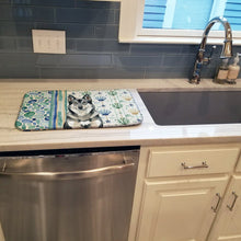 Load image into Gallery viewer, Norwegian Elkhound Coastal Sea Glass Dish Drying Mat