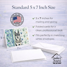 Load image into Gallery viewer, Norwegian Elkhound Coastal Sea Glass Greeting Cards Pack of 8
