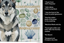 Load image into Gallery viewer, Norwegian Elkhound Coastal Sea Glass Kitchen Towel