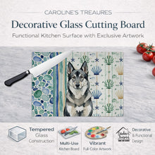 Load image into Gallery viewer, Norwegian Elkhound Coastal Sea Glass Glass Cutting Board