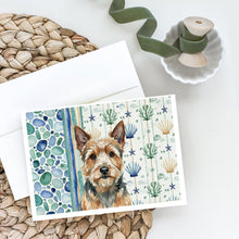 Load image into Gallery viewer, Norwich Terrier Coastal Sea Glass Greeting Cards Pack of 8