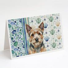 Load image into Gallery viewer, Norwich Terrier Coastal Sea Glass Greeting Cards Pack of 8