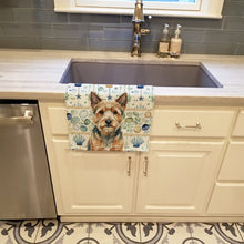 Load image into Gallery viewer, Norwich Terrier Coastal Sea Glass Kitchen Towel
