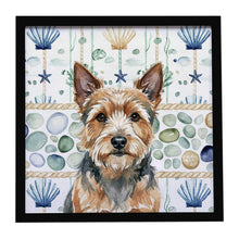 Load image into Gallery viewer, Norwich Terrier Coastal Sea Glass Framed Metal Print