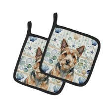 Load image into Gallery viewer, Norwich Terrier Coastal Sea Glass Pair of Pot Holders