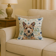 Load image into Gallery viewer, Norwich Terrier Coastal Sea Glass Throw Pillow