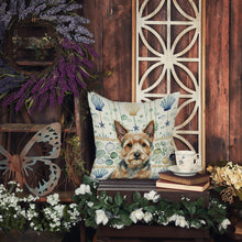 Load image into Gallery viewer, Norwich Terrier Coastal Sea Glass Throw Pillow