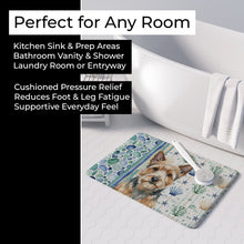 Load image into Gallery viewer, Norwich Terrier Coastal Sea Glass Memory Foam Kitchen Mat