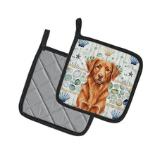 Load image into Gallery viewer, Copper Nova Scotia Duck Tolling Retriever Coastal Sea Glass Pair of Pot Holders