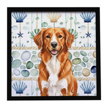 Load image into Gallery viewer, Orange Nova Scotia Duck Tolling Retriever Coastal Sea Glass Framed Metal Print