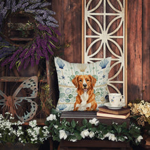 Load image into Gallery viewer, Orange Nova Scotia Duck Tolling Retriever Coastal Sea Glass Throw Pillow