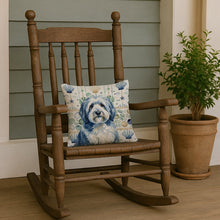 Load image into Gallery viewer, Blue and White Old English Sheepdog Coastal Sea Glass Throw Pillow
