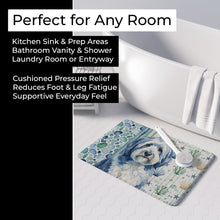 Load image into Gallery viewer, Blue and White Old English Sheepdog Coastal Sea Glass Memory Foam Kitchen Mat