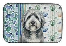 Load image into Gallery viewer, Gray and White Old English Sheepdog Coastal Sea Glass Dish Drying Mat