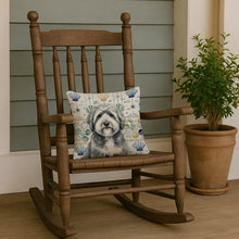 Load image into Gallery viewer, Gray and White Old English Sheepdog Coastal Sea Glass Throw Pillow