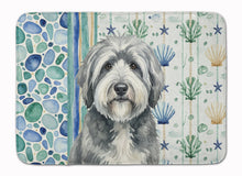 Load image into Gallery viewer, Gray and White Old English Sheepdog Coastal Sea Glass Memory Foam Kitchen Mat