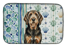 Load image into Gallery viewer, Black and Tan Otterhound Coastal Sea Glass Dish Drying Mat