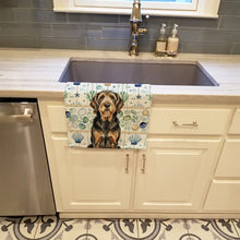 Load image into Gallery viewer, Black and Tan Otterhound Coastal Sea Glass Kitchen Towel