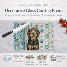 Load image into Gallery viewer, Black and Tan Otterhound Coastal Sea Glass Glass Cutting Board