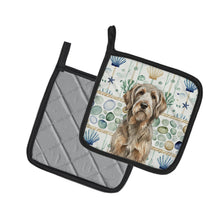 Load image into Gallery viewer, Grizzle and Tan Otterhound Coastal Sea Glass Pair of Pot Holders