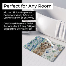 Load image into Gallery viewer, Grizzle and Tan Otterhound Coastal Sea Glass Memory Foam Kitchen Mat