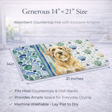 Load image into Gallery viewer, Wheaten and Tan Otterhound Coastal Sea Glass Dish Drying Mat