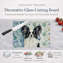 Load image into Gallery viewer, Black and White Papillon Coastal Sea Glass Glass Cutting Board
