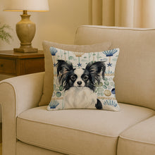 Load image into Gallery viewer, Black and White Papillon Coastal Sea Glass Throw Pillow