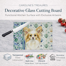Load image into Gallery viewer, Lemon and White Papillon Coastal Sea Glass Glass Cutting Board