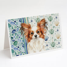 Load image into Gallery viewer, White with Red Papillon Coastal Sea Glass Greeting Cards Pack of 8