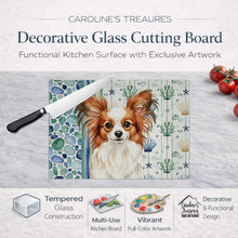 Load image into Gallery viewer, White with Red Papillon Coastal Sea Glass Glass Cutting Board
