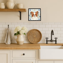 Load image into Gallery viewer, White with Red Papillon Coastal Sea Glass Framed Metal Print