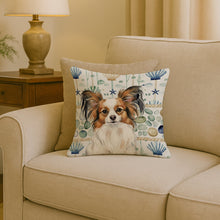 Load image into Gallery viewer, White with Sable Papillon Coastal Sea Glass Throw Pillow