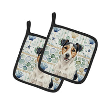 Load image into Gallery viewer, Parson Russell Terrier Coastal Sea Glass Pair of Pot Holders