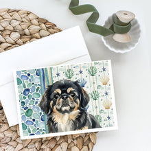Load image into Gallery viewer, Black and Tan Pekingese Coastal Sea Glass Greeting Cards Pack of 8