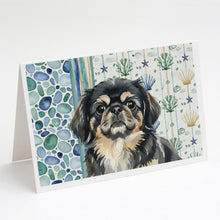 Load image into Gallery viewer, Black and Tan Pekingese Coastal Sea Glass Greeting Cards Pack of 8