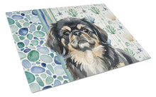Load image into Gallery viewer, Black and Tan Pekingese Coastal Sea Glass Glass Cutting Board