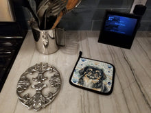 Load image into Gallery viewer, Black and Tan Pekingese Coastal Sea Glass Pair of Pot Holders
