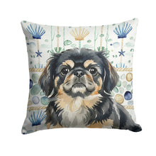 Load image into Gallery viewer, Black and Tan Pekingese Coastal Sea Glass Throw Pillow