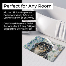 Load image into Gallery viewer, Black and Tan Pekingese Coastal Sea Glass Memory Foam Kitchen Mat