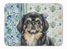 Load image into Gallery viewer, Black and Tan Pekingese Coastal Sea Glass Memory Foam Kitchen Mat