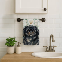 Load image into Gallery viewer, Black Pekingese Coastal Sea Glass Kitchen Towel