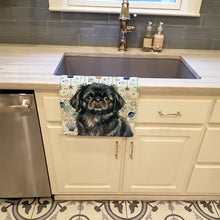 Load image into Gallery viewer, Black Pekingese Coastal Sea Glass Kitchen Towel